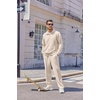 image:imageCOOFANDY Mens Casual Sweatsuit 2 Piece Athletic Full Zip Tracksuit Jacquard Jogging Set Fashion Jackets And Pants OutfitCream