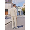 image:imageCOOFANDY Mens Casual Sweatsuit 2 Piece Athletic Full Zip Tracksuit Jacquard Jogging Set Fashion Jackets And Pants OutfitCream