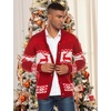 image:imageCOOFANDY Mens Christmas Cardigans Ugly Xmas Sweaters Reindeer Snowflake Shawl Collar Knitted Cardigan SweaterA  Red  a
