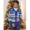 image:imageCOOFANDY Mens Christmas Cardigans Ugly Xmas Sweaters Reindeer Snowflake Shawl Collar Knitted Cardigan SweaterBluewhite Snowflake Elk
