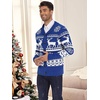 image:imageCOOFANDY Mens Christmas Cardigans Ugly Xmas Sweaters Reindeer Snowflake Shawl Collar Knitted Cardigan SweaterBluewhite Snowflake Elk
