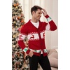 image:imageCOOFANDY Mens Christmas Cardigans Ugly Xmas Sweaters Reindeer Snowflake Shawl Collar Knitted Cardigan SweaterChristmas Red