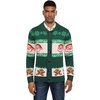image:imageCOOFANDY Mens Christmas Cardigans Ugly Xmas Sweaters Reindeer Snowflake Shawl Collar Knitted Cardigan SweaterGreen Santa Claus