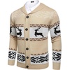 image:imageCOOFANDY Mens Christmas Cardigans Ugly Xmas Sweaters Reindeer Snowflake Shawl Collar Knitted Cardigan SweaterLight Apricot