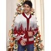 image:imageCOOFANDY Mens Christmas Cardigans Ugly Xmas Sweaters Reindeer Snowflake Shawl Collar Knitted Cardigan SweaterRedwhitegray