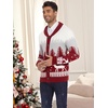 image:imageCOOFANDY Mens Christmas Cardigans Ugly Xmas Sweaters Reindeer Snowflake Shawl Collar Knitted Cardigan SweaterRedwhitegray