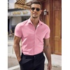 image:imageCOOFANDY Mens Dress Shirt Short Sleeve Button Down Shirts with PocketPink