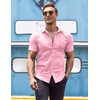 image:imageCOOFANDY Mens Dress Shirt Short Sleeve Button Down Shirts with PocketPink