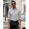 image:imageCOOFANDY Mens Dress Shirts Long Sleeve Button Down Formal Shirt Regular Fit Solid Business Casual ShirtsLight Grey