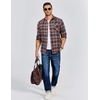 image:imageCOOFANDY Mens Flannel Long Sleeve Button Down Casual Plaid Shirt With PocketBlue Brown Red Plaid
