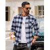 image:imageCOOFANDY Mens Flannel Long Sleeve Button Down Casual Plaid Shirt With PocketNavy White Plaid