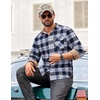 image:imageCOOFANDY Mens Flannel Long Sleeve Button Down Casual Plaid Shirt With PocketNavy White Plaid