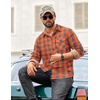 image:imageCOOFANDY Mens Flannel Long Sleeve Button Down Casual Plaid Shirt With PocketOrange Grey Plaid