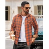 image:imageCOOFANDY Mens Flannel Long Sleeve Button Down Casual Plaid Shirt With PocketOrange Grey Plaid