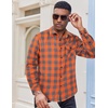 image:imageCOOFANDY Mens Flannel Long Sleeve Button Down Casual Plaid Shirt With PocketOrange Grey Plaid