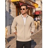 image:imageCOOFANDY Mens Full Zip Cardigan Sweaters Mock Neck Knitwear with Pattern  Solid and Fair Isle fall winter 2026 relaxedfit business casual S3XLKhaki