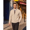 image:imageCOOFANDY Mens Full Zip Cardigan Sweaters Mock Neck Knitwear with Pattern  Solid and Fair Isle fall winter 2026 relaxedfit business casual S3XLKhaki