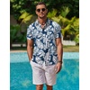 image:imageCOOFANDY Mens Hawaiian Shirt Short Sleeve Button Down Shirt Tropical Summer Beach ShirtLeafblue