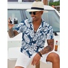 image:imageCOOFANDY Mens Hawaiian Shirt Short Sleeve Button Down Shirt Tropical Summer Beach ShirtLeafblue