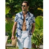 image:imageCOOFANDY Mens Hawaiian Shirt Short Sleeve Button Down Shirt Tropical Summer Beach ShirtLeafblue