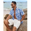 image:imageCOOFANDY Mens Hawaiian Shirt Short Sleeve Casual Button Down Tropical Summer Beach Aloha ShirtsBluewhite Flowers