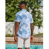 image:imageCOOFANDY Mens Hawaiian Shirt Short Sleeve Casual Button Down Tropical Summer Beach Aloha ShirtsBluewhite Leaves