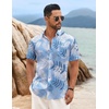 image:imageCOOFANDY Mens Hawaiian Shirt Short Sleeve Casual Button Down Tropical Summer Beach Aloha ShirtsBluewhite Leaves