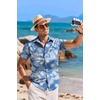 image:imageCOOFANDY Mens Hawaiian Shirt Short Sleeve Casual Button Down Tropical Summer Beach Aloha ShirtsDark Bluewhite Leaves