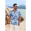 image:imageCOOFANDY Mens Hawaiian Shirt Short Sleeve Casual Button Down Tropical Summer Beach Aloha ShirtsDark Bluewhite Leaves