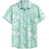 image:imageCOOFANDY Mens Hawaiian Shirt Short Sleeve Casual Button Down Tropical Summer Beach Aloha ShirtsGreenwhite Leaves