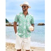 image:imageCOOFANDY Mens Hawaiian Shirt Short Sleeve Casual Button Down Tropical Summer Beach Aloha ShirtsGreenwhite Leaves