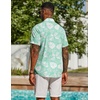 image:imageCOOFANDY Mens Hawaiian Shirt Short Sleeve Casual Button Down Tropical Summer Beach Aloha ShirtsGreenwhite Leaves