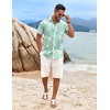 image:imageCOOFANDY Mens Hawaiian Shirt Short Sleeve Casual Button Down Tropical Summer Beach Aloha ShirtsGreenwhite Leaves