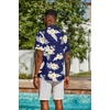image:imageCOOFANDY Mens Hawaiian Shirt Short Sleeve Casual Button Down Tropical Summer Beach Aloha ShirtsNavyorange Flowers