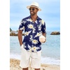 image:imageCOOFANDY Mens Hawaiian Shirt Short Sleeve Casual Button Down Tropical Summer Beach Aloha ShirtsNavyorange Flowers