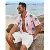image:imageCOOFANDY Mens Hawaiian Shirt Short Sleeve Casual Button Down Tropical Summer Beach Aloha ShirtsPinkcoconut Trees