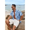image:imageCOOFANDY Mens Hawaiian Shirt Short Sleeve Casual Button Down Tropical Summer Beach Aloha ShirtsWhiteblue Leaves