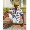 image:imageCOOFANDY Mens Hawaiian Shirt Short Sleeve Casual Button Down Tropical Summer Beach Aloha ShirtsWhitecoconut Tree
