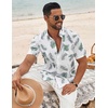 image:imageCOOFANDY Mens Hawaiian Shirt Short Sleeve Casual Button Down Tropical Summer Beach Aloha ShirtsWhitegreen Leaves