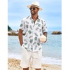 image:imageCOOFANDY Mens Hawaiian Shirt Short Sleeve Casual Button Down Tropical Summer Beach Aloha ShirtsWhitegreen Leaves