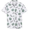 image:imageCOOFANDY Mens Hawaiian Shirt Short Sleeve Casual Button Down Tropical Summer Beach Aloha ShirtsWhitegreen Leaves