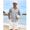 image:imageCOOFANDY Mens Hawaiian Shirt Short Sleeve Casual Button Down Tropical Summer Beach Aloha ShirtsWhitegrey Leaves
