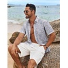 image:imageCOOFANDY Mens Hawaiian Shirt Short Sleeve Casual Button Down Tropical Summer Beach Aloha ShirtsWhitegrey Leaves