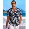 image:imageCOOFANDY Mens Hawaiian Shirt Short Sleeve Floral Button Down Shirts Tropical Holiday Beach ShirtsNavy  White  Flower 2