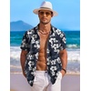 image:imageCOOFANDY Mens Hawaiian Shirt Short Sleeve Floral Button Down Shirts Tropical Holiday Beach ShirtsNavy  White  Flower 2