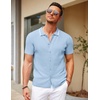 image:imageCOOFANDY Mens Knit Short Sleeve Button Down Shirt Vintage Polo Shirt Casual Summer Beach ShirtsAngel Falls