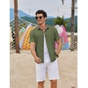 image:imageCOOFANDY Mens Linen Shirt Casual Short Sleeve Button Down Shirts Summer Beach Vacation TopsArmy Green
