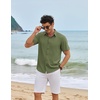 image:imageCOOFANDY Mens Linen Shirt Casual Short Sleeve Button Down Shirts Summer Beach Vacation TopsArmy Green