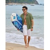 image:imageCOOFANDY Mens Linen Shirt Casual Short Sleeve Button Down Shirts Summer Beach Vacation TopsArmy Green