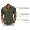 image:imageCOOFANDY Mens Linen Shirt Casual Short Sleeve Button Down Shirts Summer Beach Vacation TopsArmy Green